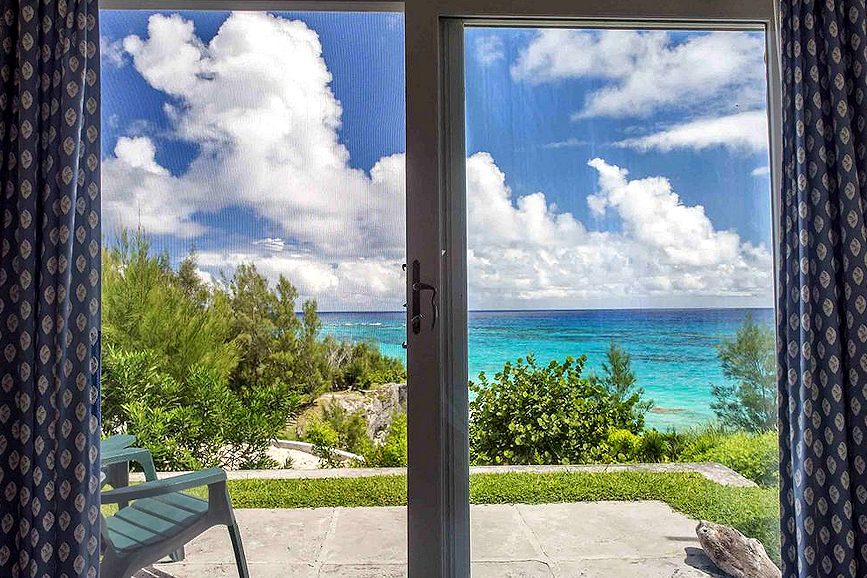 South Beach Large Cottage #1 — Terrace French Doors with Bermuda Sky. Photo © Steve Martin; used with permission.