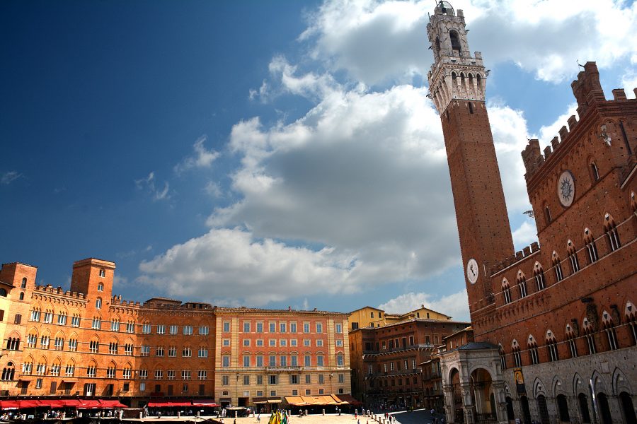 The Piazza del Campo — site of the Palio horse racing spectacle.