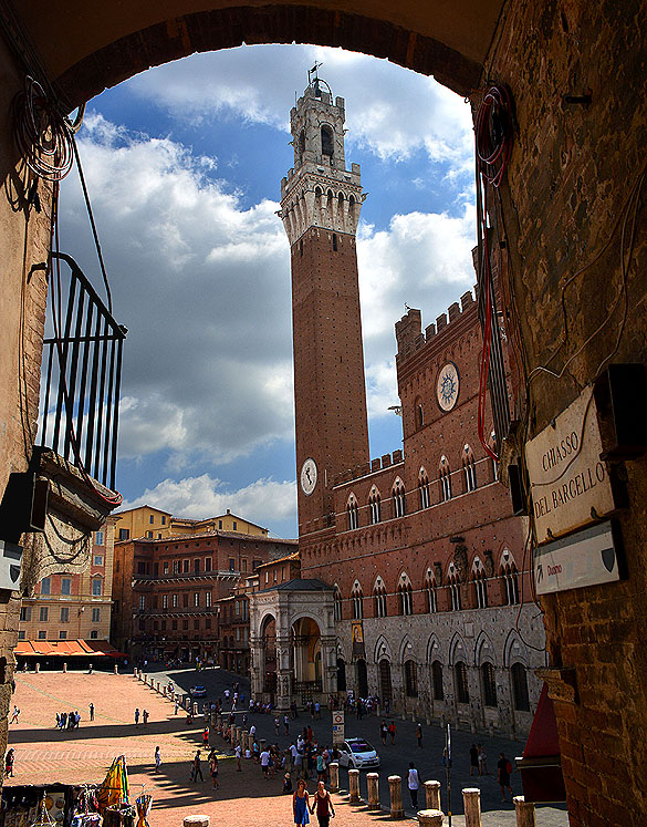 The Piazza del Campo, Palazzo Pubblico, and Torre Mangia.