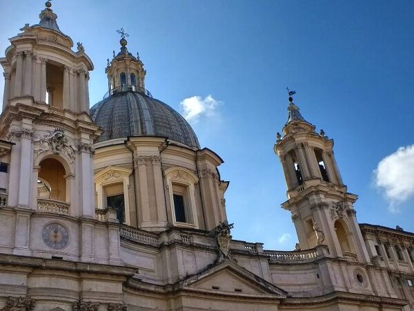 The towers of Sant' Agnese in Agone Church are examples of Rome's high Baroque architecture.