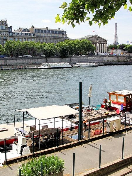 View of Notre Bateau-Mouche from the River Seine promenade by the Tuileries Gardens. Photo courtesy the concierge.