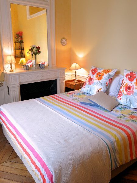 An ultra-comfortable memory foam queen bed is the centerpiece of the double bedroom.