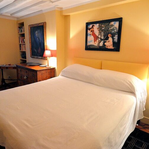 The master bedroom sleeps two on twin beds made up together or separately.