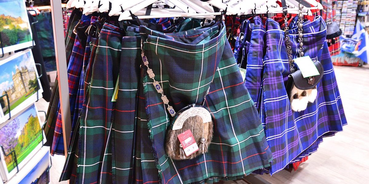 Edinburgh - Kilts for sale at tourist tartan shoppe