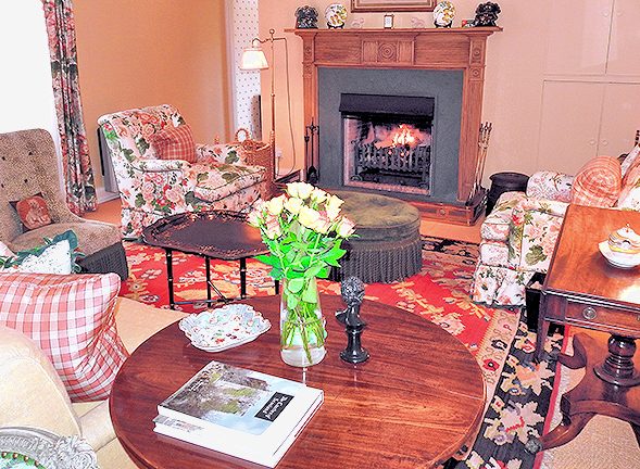 The Family Lodge - living room with fireplace