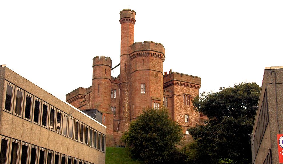 Inverness Castle viewed from the apartment's south terrace.