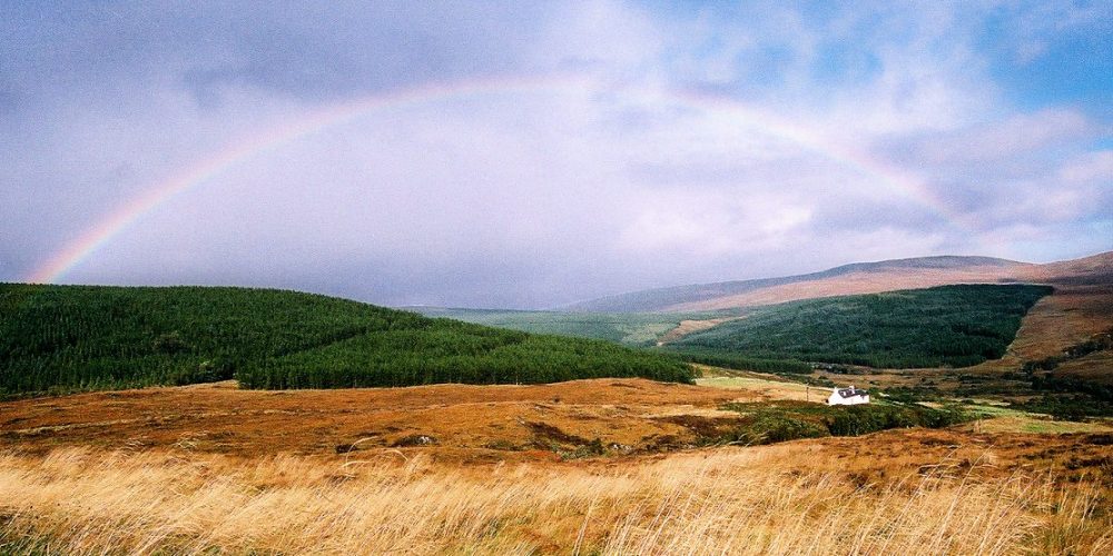 Pastoral Glen Oykel, the border land between Ross and Sutherland, Northern Scotland