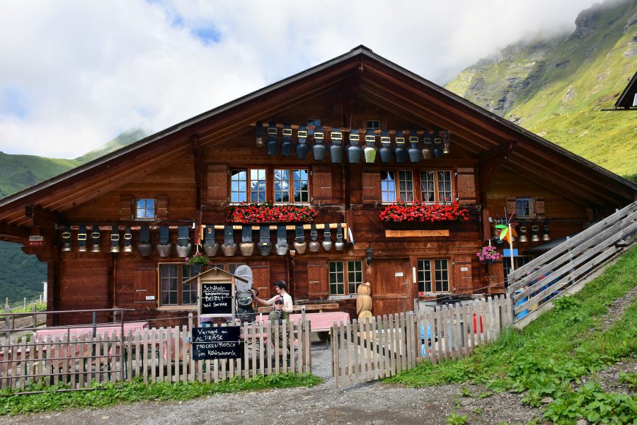 THE BERNESE OBERLAND - Alpine dairy at Schiltalp (above Mürren) with self-service sales of mountain cheese and dried meats.