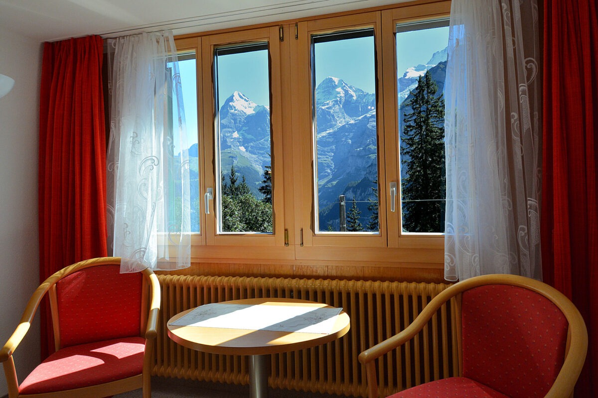 Chalet Eiger: Large Apartment - View from 1 of 4 bedrooms. Photo © Home At First.