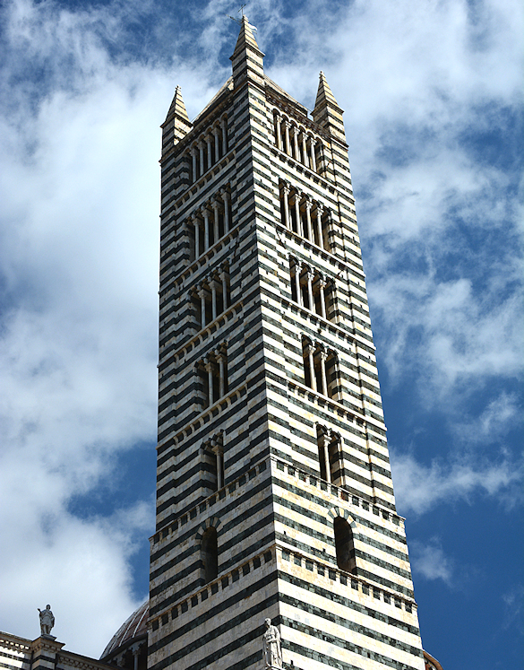 The bell tower at Siena's Duomo cathedral.