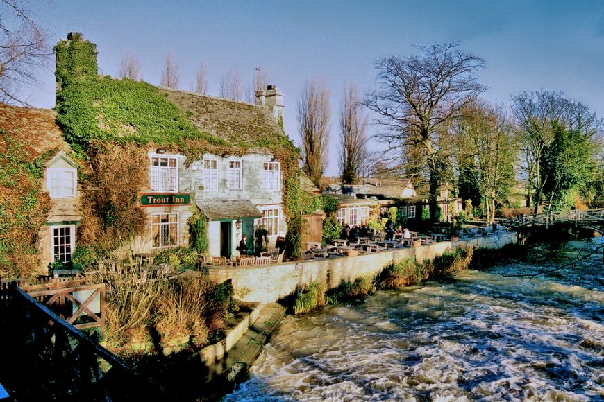 Oxfordshire: 17th century Trout Inn on the Thames. Photo copyright Home At First.