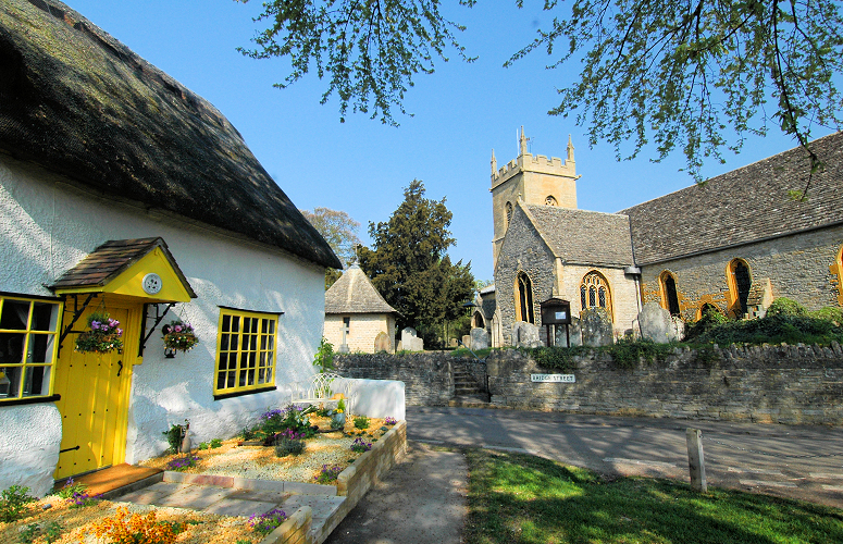 Bretforton: village church on the square. Photo copyright Home At First.