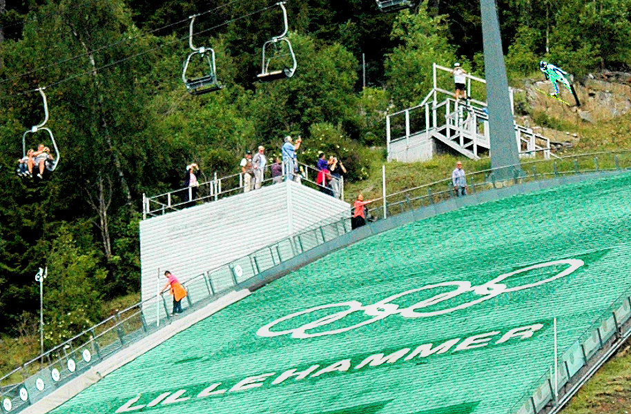 Lillesand: Summer jumping at the Olympic Ski Jump. Photo © Home At First.