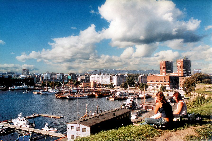 OSLO, NORWAY: Oslo Harbor viewed from Akershus fortress hill. Photo © Home At First.