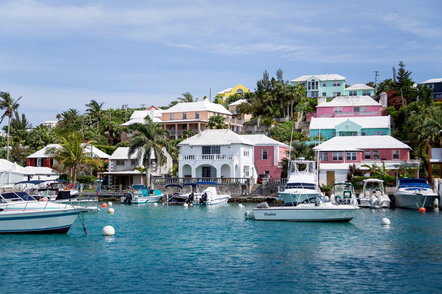 Bermuda: Pastel houses with boat moorings. Bermuda Tourism Authority photo.