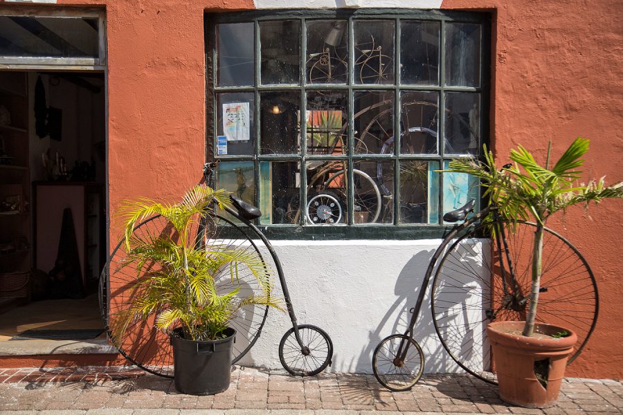 St. Georges: shop with penny-farthings on display. Bermuda Tourism Authority photo.