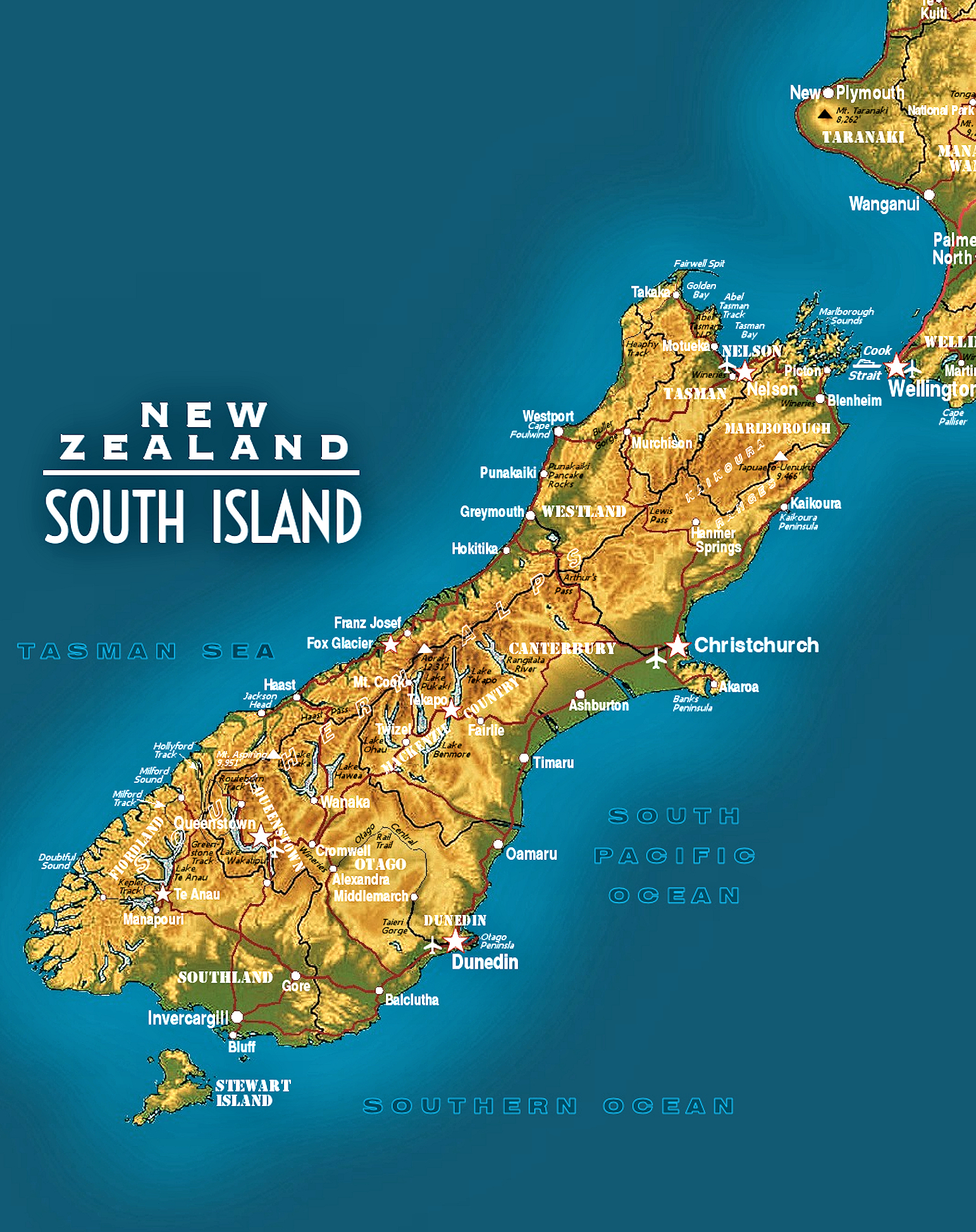 NZ South Island. Map © Home At First.