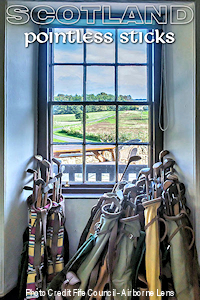 Hickory shaft clubs are mandatory at Kingarrock Hickory Golf Course near St. Andrews. Photo Credit Fife Council - Airborne Lens via VisitScotland.