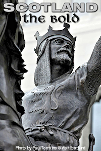 Statue of Robert The Bruce outside Marischal College, Aberdeen. Today, as in the 14th century, Scottish history remains propelled by nationalist tensions with England. Photo by Paul Tomkins © VisitScotland.