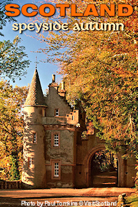 Autumn cloaks the Gatehouse to Ballindalloch Castle, Moray, east of Inverness. Whisky trail followers in Speyside may pass this handsome gate. Photo by Paul Tomkins © VisitScotland.