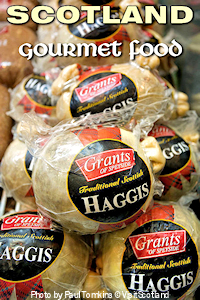 An acquired taste, haggis is a classic Scottish food on display at the Royal Highland Show by the Edinburgh Airport. Photo by Paul Tomkins © VisitScotland.