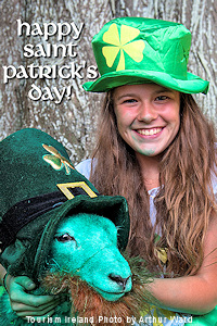 Happy St Patrick's Day - Colleen with sheep. Tourism Ireland Photo by Arthur Ward