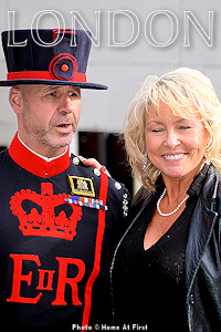 Tower of London - blushing visitor and the Beefeater - Photo © Home At First