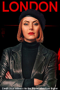 London Theatre - Charlotte Beaumont is Romaine Vole in the South Bank revival of Agatha Christie's "Witness for the Prosecution" - Credit 2024 Witness for the Prosecution/Sam Barker