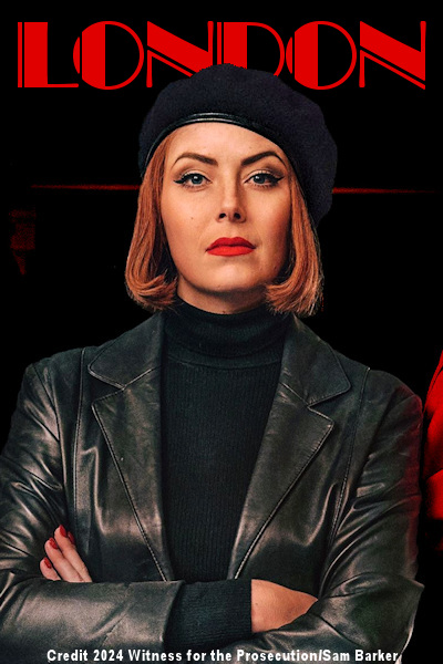 London Theatre - Charlotte Beaumont is Romaine Vole in the South Bank revival of Agatha Christie's "Witness for the Prosecution" - Credit 2024 Witness for the Prosecution/Sam Barker