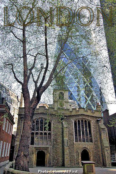 The City - Medieval St Helens Bishopgate Church with the Gherkin - Photo © Home At First