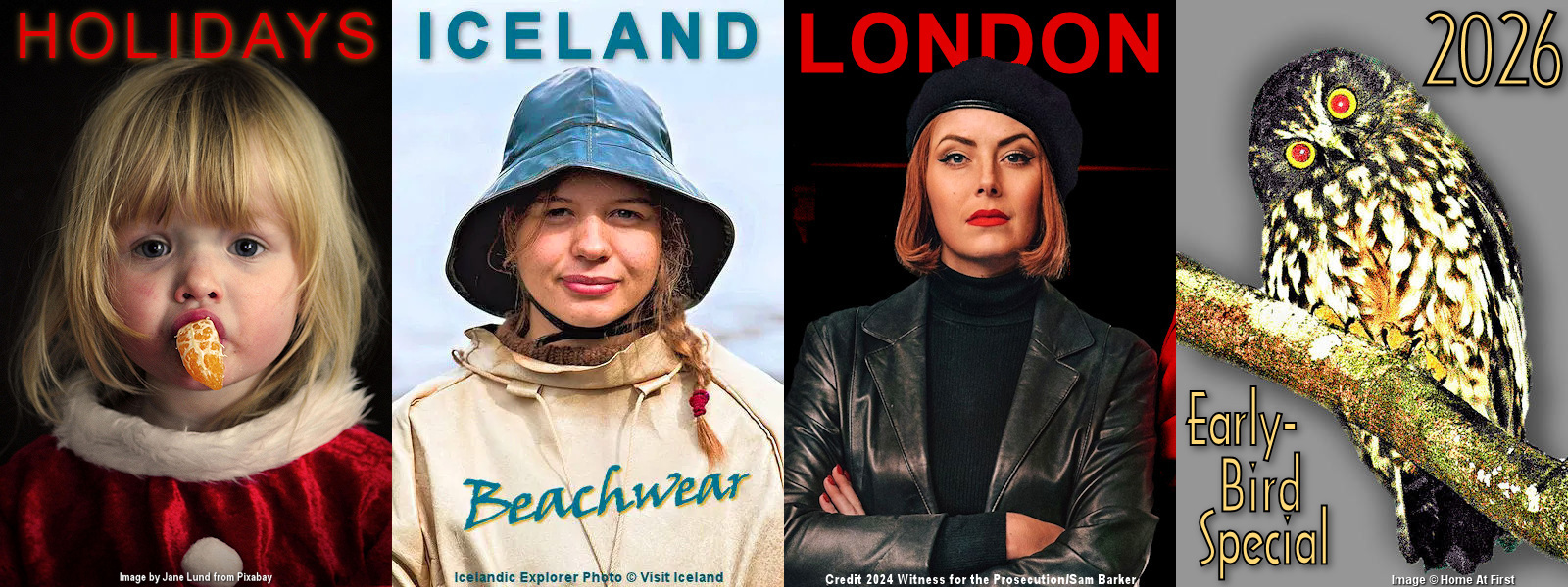 August/September/October 2025 - Featured Travel Bargains Banner - Holidays-Iceland-London-EarlyBird2026 - Composite Image © Home At First.