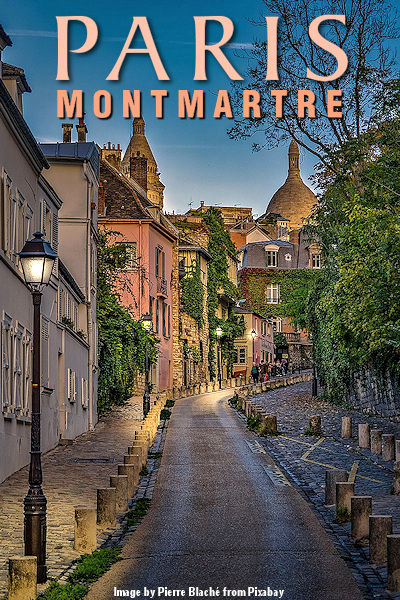 Paris = Romance, especially during the Holidays, and perhaps especially here in Montmartre. Image by Pierre Blaché from Pixabay. Thanks, pierre9x6.