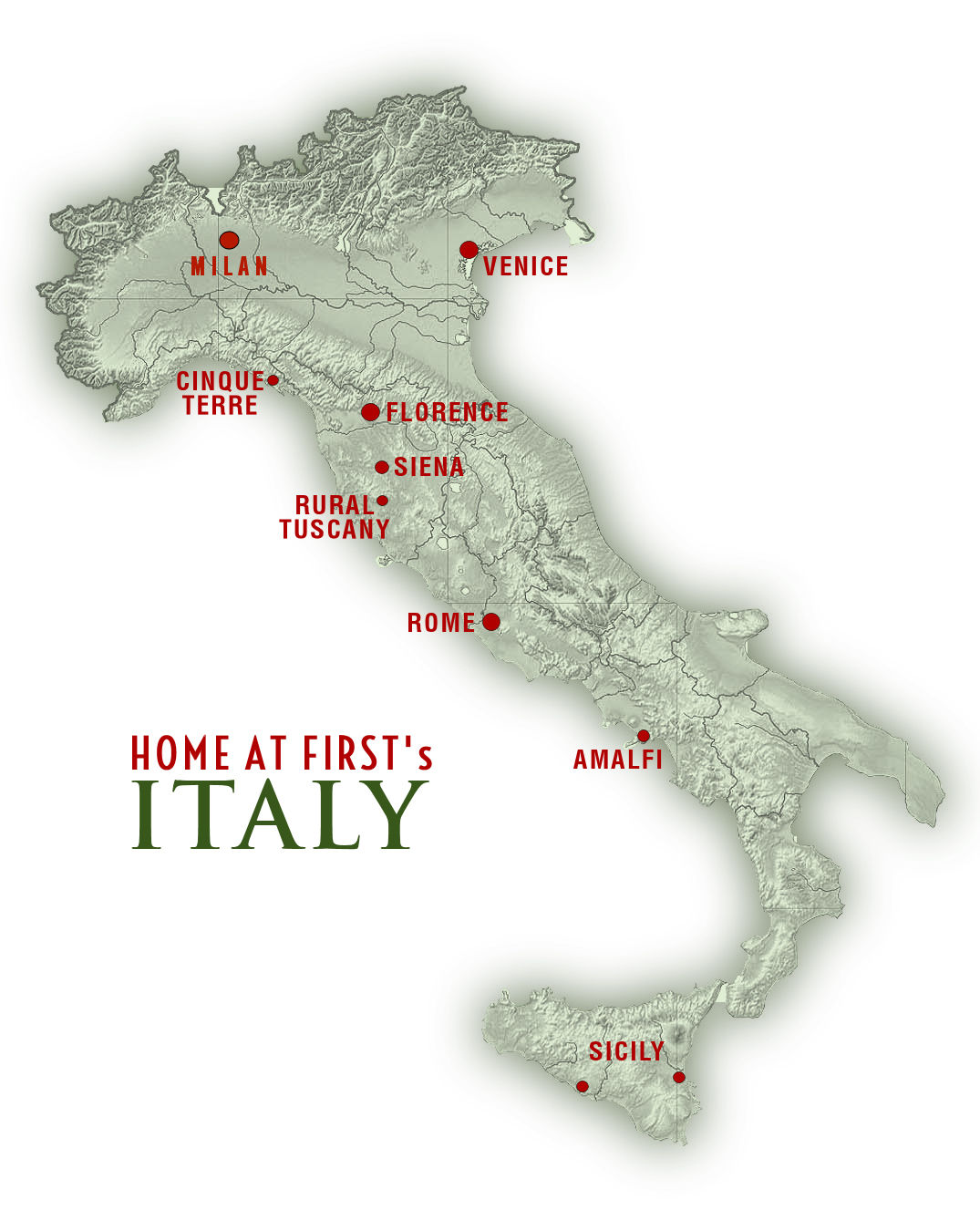 Home At First's Map of Italy
