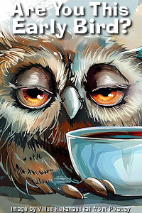 Someone's knocking at this hour? I'll get the door just as soon as I have a sip of this hot coffee. Image by Vilius Kukanauskas from Pixabay. Thanks Vilkasss! Someone's knocking at this hour? I'll get the door just as soon as I have a sip of this hot coffee. Image by Vilius Kukanauskas from Pixabay. Thanks Vilkasss!