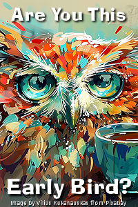 Coffee. Knocking. Something's up. Gotta check this out. Outta my way! Image by Vilius Kukanauskas from Pixabay. Thanks Vilkasss! Coffee. Knocking. Something's up. Gotta check this out. Outta my way! Image by Vilius Kukanauskas from Pixabay. Thanks Vilkasss!
